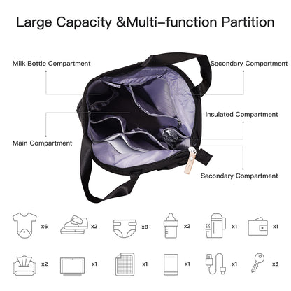 Dollcini Fekete Baba Hátizsák – Vízhatlan, Nagy Kapacitású Pelenkázó