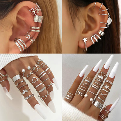 Dollcini 33 Részes Ékszerszett – Elegáns Arany Fülbevalók és Gyűrűk