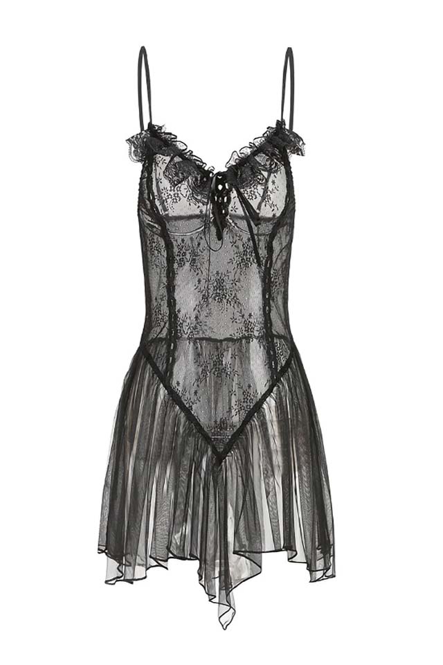 Dollcini Szexi Csipke Fehérnemű Szett – Láncos Tangával, Különleges Alkalmakra