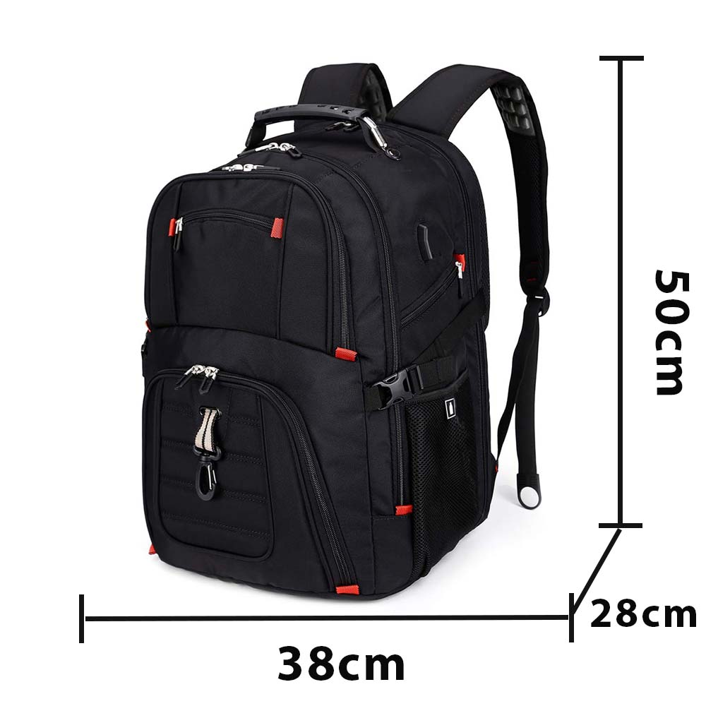 Dollcini Uniszex Laptop Hátizsák – Vízálló Utazóhátizsák, USB Töltőporttal, Fekete