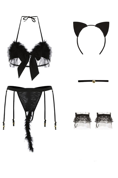 Dollcini Szexi Macskanő Body – Füles Fehérnemű Szett Hajráffal