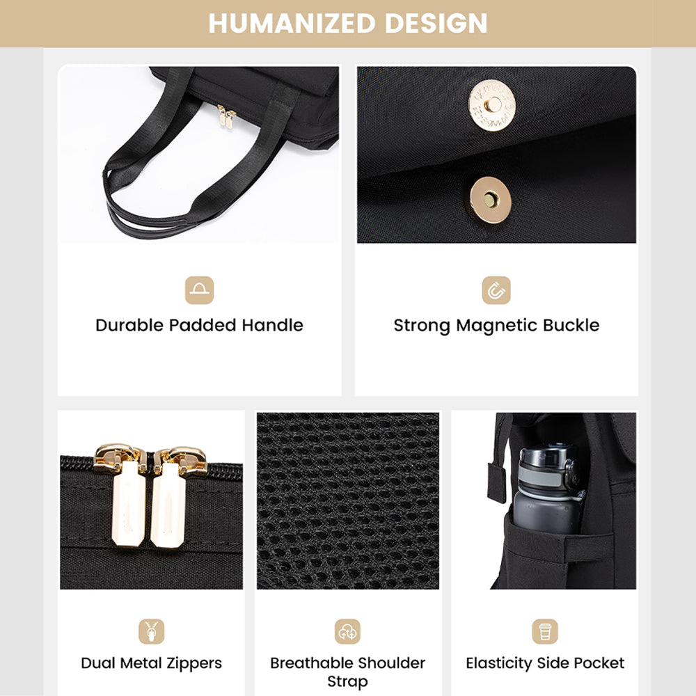 Dollcini Női Laptop Hátizsák – Vízálló Utazóhátizsák, USB Porttal, 2 Részes