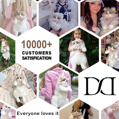 Dollcini Plüss Cica Hátizsák – Realisztikus Gyerek Táska