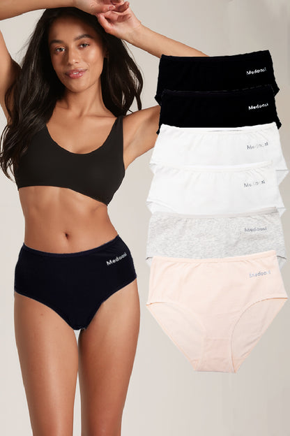 Dollcini ,Magas derekú női bugyi ,95% Pamut + Spandex-Többszínű, 6 db-os Csomag,68822