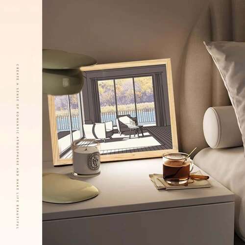 Dollcini Otthon LED Világító Falikép – USB-s, Fa Keretes Dekor