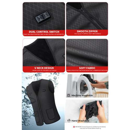 Dollcini Férfi Fűthető Mellény – V-nyakú, USB Fűtésű, Stílusos és Meleg [A powerbankot külön kell megvásárolni]
