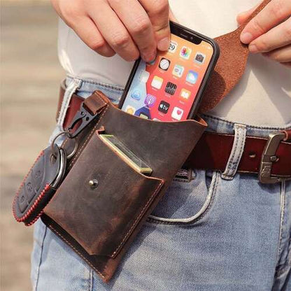 Dollcini Férfi Bőr Mobiltok – Multifunkciós, Valódi Bőr, Kézzel Készített