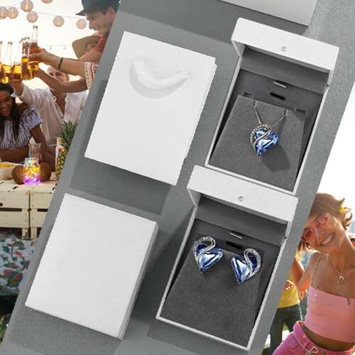 Dollcini Ezüst Szív Ékszer – Kristály Nyaklánc vagy Fülbevaló Külön, illetve Ékszerszettben