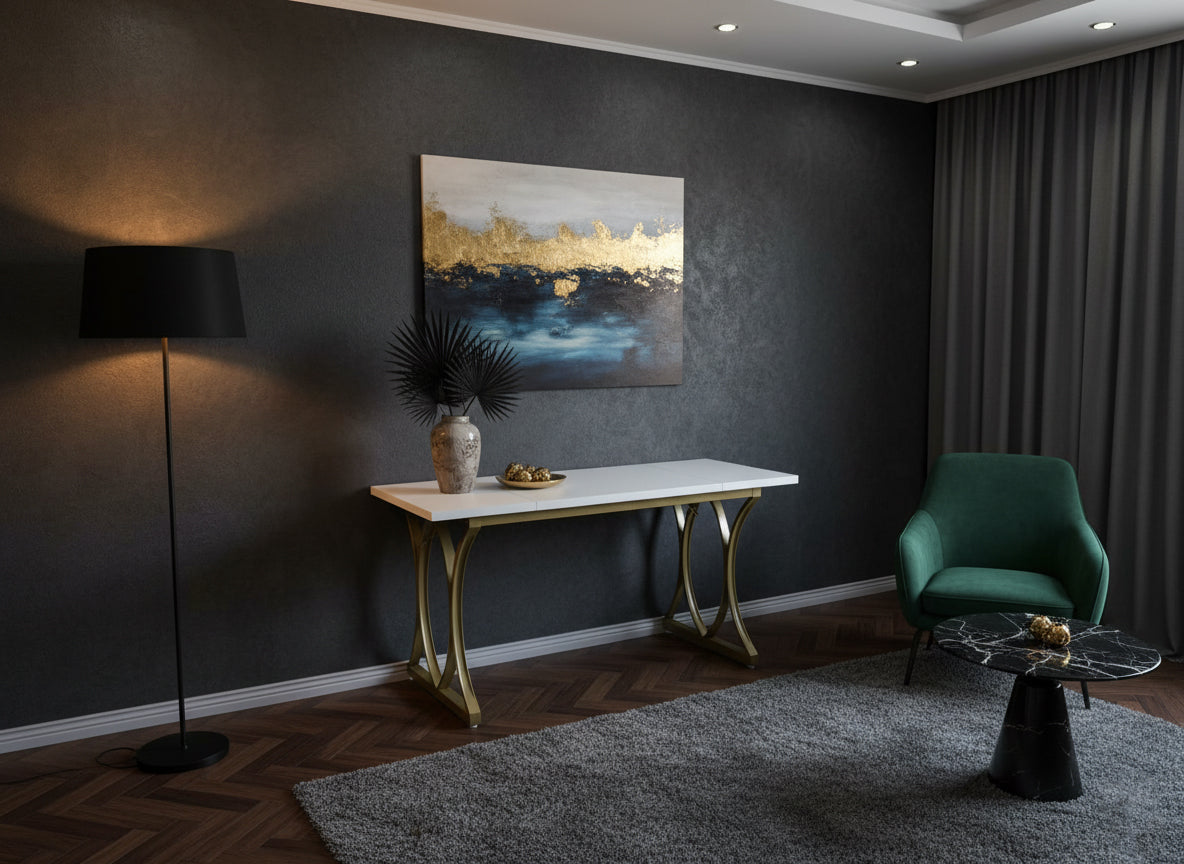 Dollcini Otthon Fehér Étkezőasztal Arany Lábakkal