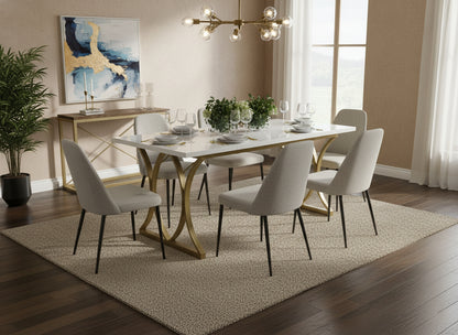 Dollcini Otthon Fehér Étkezőasztal Arany Lábakkal