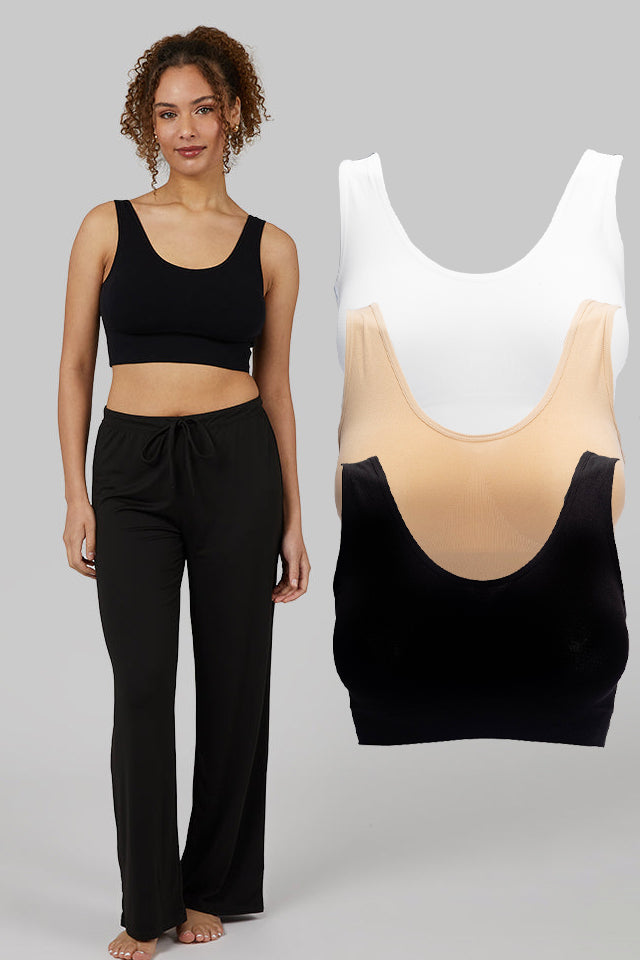 Dollcini Varrás Nélküli Női Sportmelltartó - 95% Pamut, Kényelmes, 3 db-os Csomag