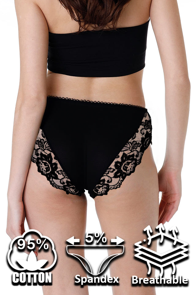 Dollcini ,Magas Derekú Női Bugyi ,Brazil Női Bugyi,Virágmintás Csipkés Női Bugyi -95% pamut + spandex,Többszínű,6 db-os Csomag