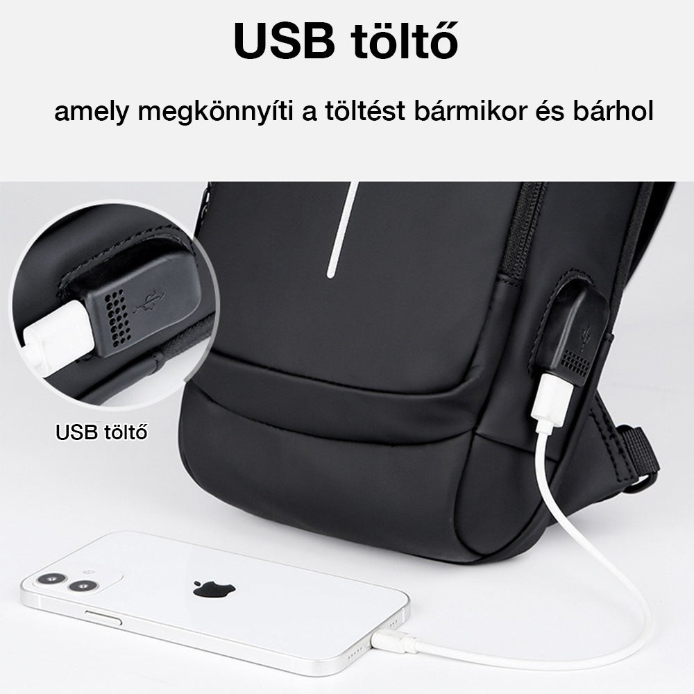 Dollcini Férfi Melltáska USB Porttal – Kombinált Záras Válltáska