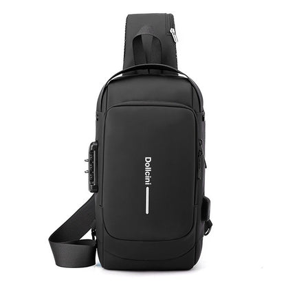 Dollcini Férfi Melltáska USB Porttal – Kombinált Záras Válltáska